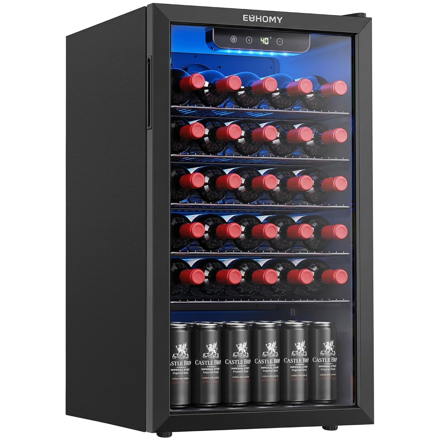 Wine Beer Cooler Fridge - 125 blikjes drankenkoeler met glazen deur