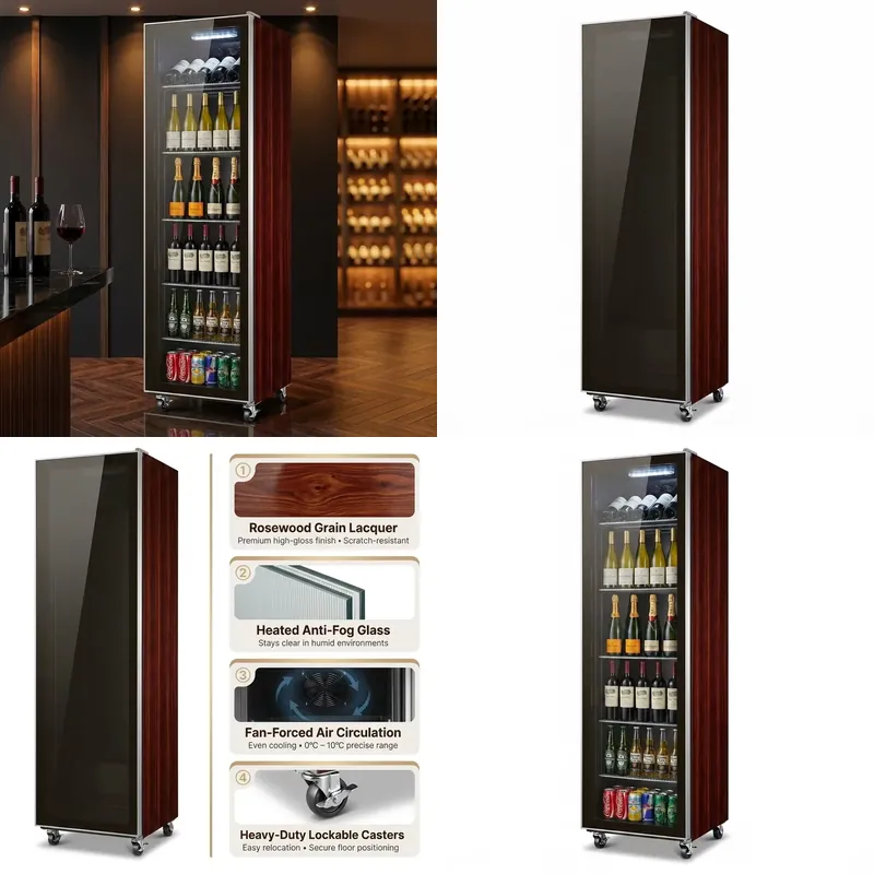 Wine Beer Cooler Fridge - SFW Certificaat Rozenhout Afwerking Enkel Glazen