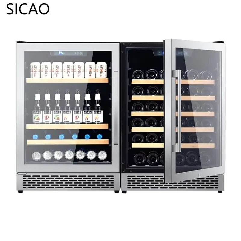 Wine Beer Fridge Dual Zone - 2-deurs wijn- en bierkoelkast met glazen
