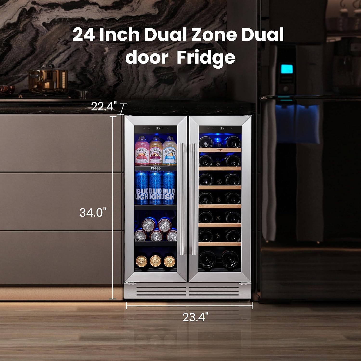 Yeego 24 Inch Wijn- en dranken - Wine Beer Fridge Dual Zone recensie en prijs