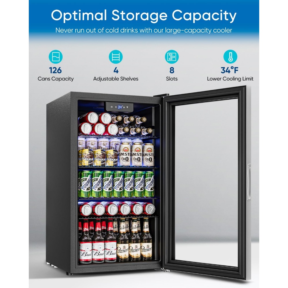 Drankenkoelkast - 126 blikjes  - Wine Beer Cooler Fridge recensie en prijs