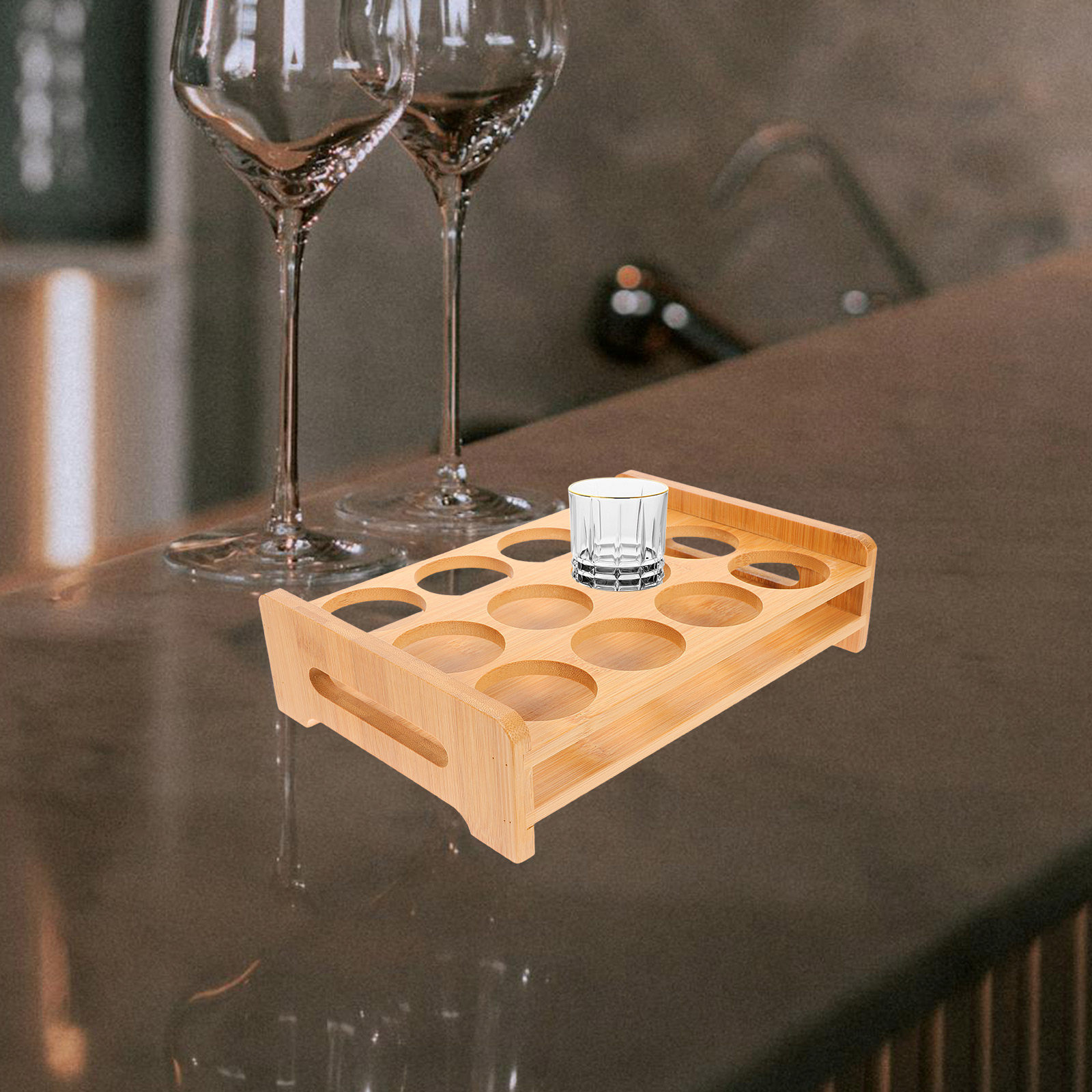 Bamboe Shotglaasjes Houder Dis - Wine In Beer Glass recensie en prijs